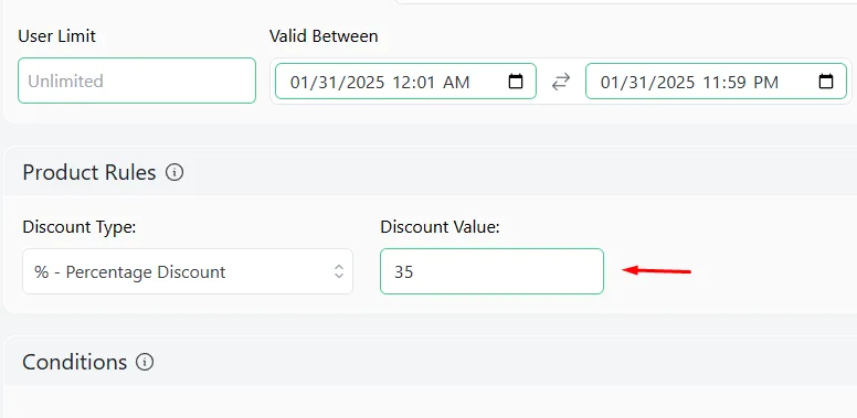 set value