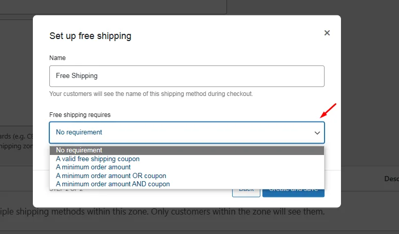 WooCommerce free shipping discount