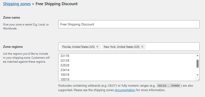 shipping zones