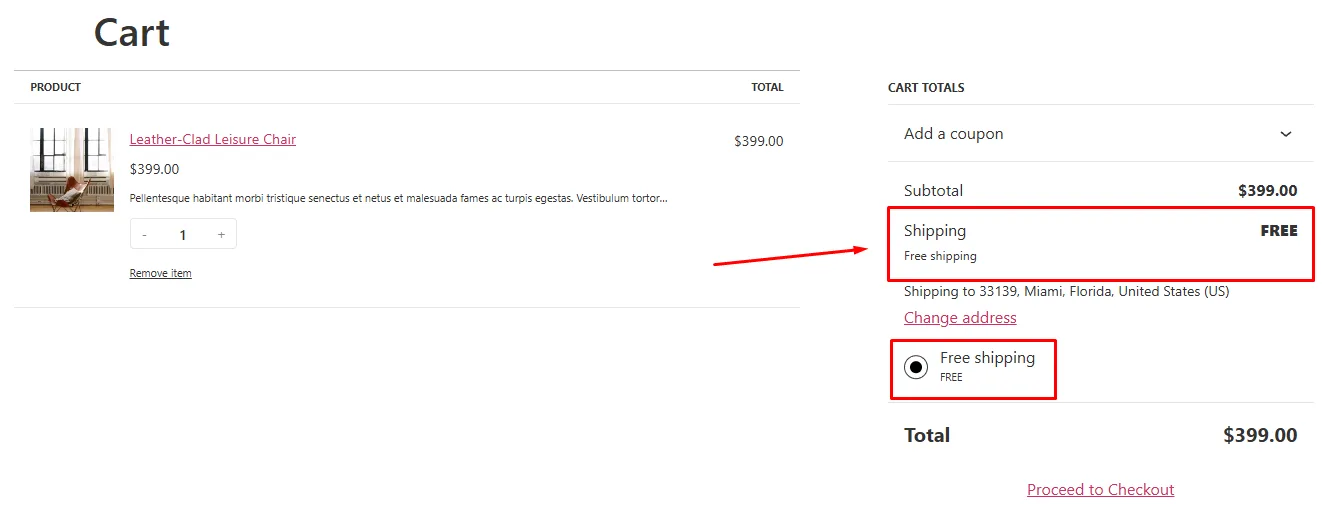WooCommerce free shipping discount