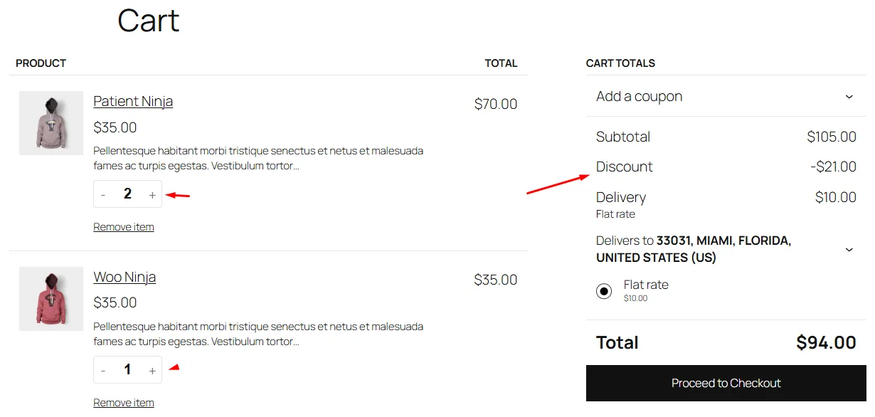 WooCommerce cart discounts
