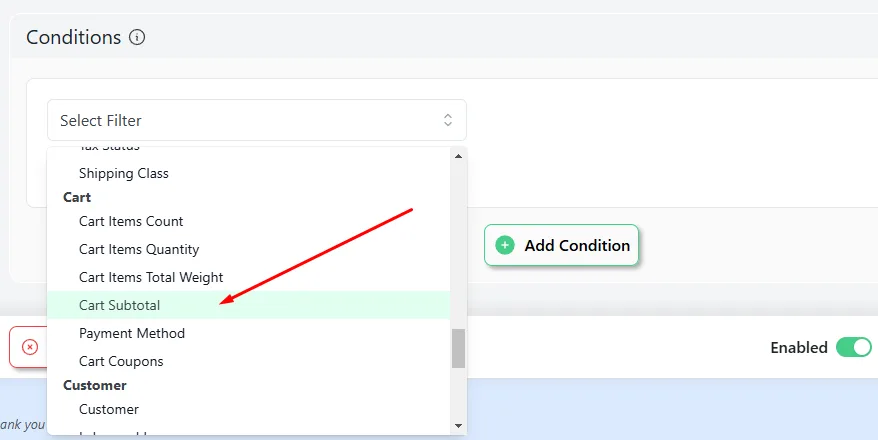 cart subtotal
