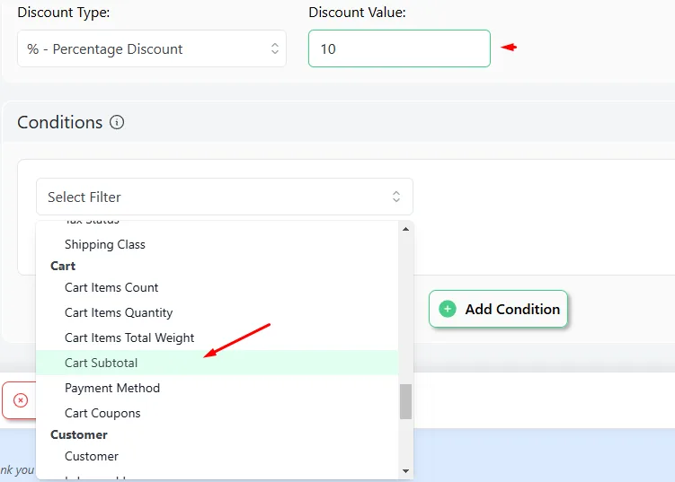 cart subtotal