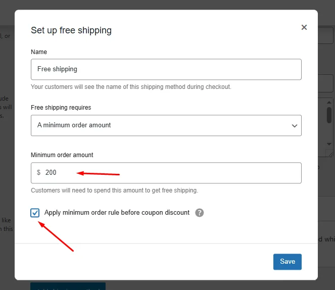 discount on minimum amount