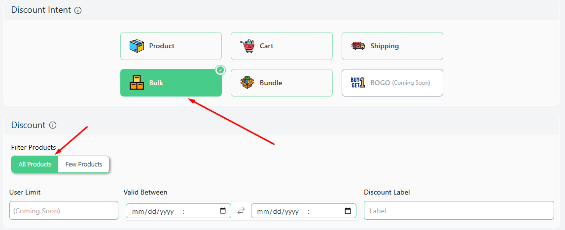 select bulk option