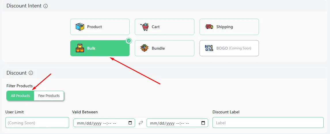select bulk option