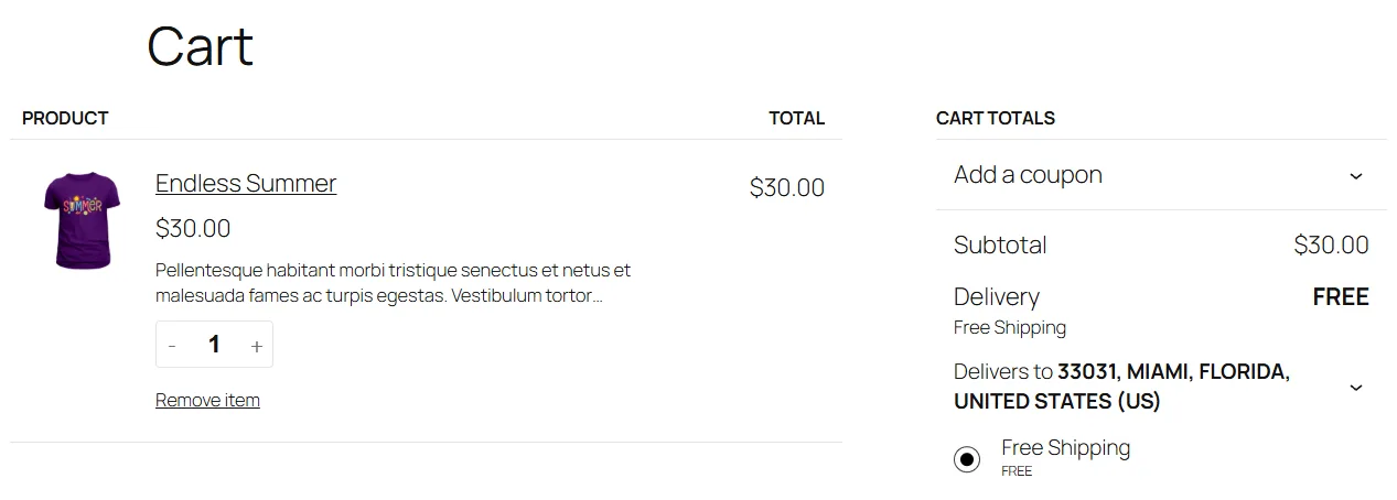 WooCommerce free shipping discount