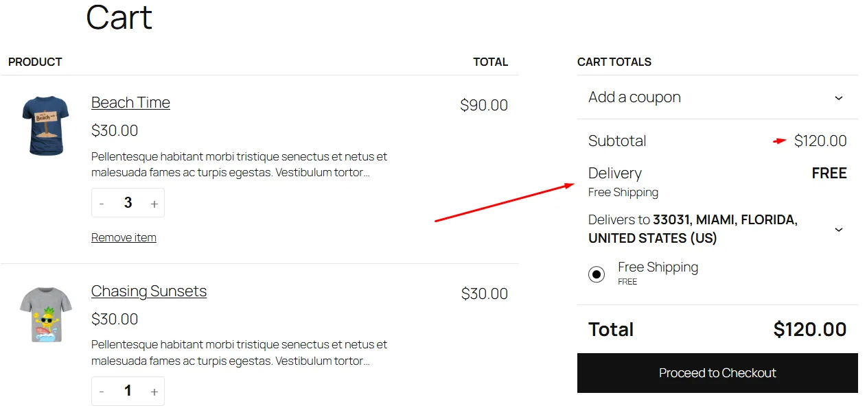 WooCommerce free shipping discount