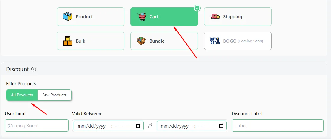 WooCommerce cart discounts