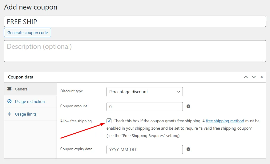 shipping coupon