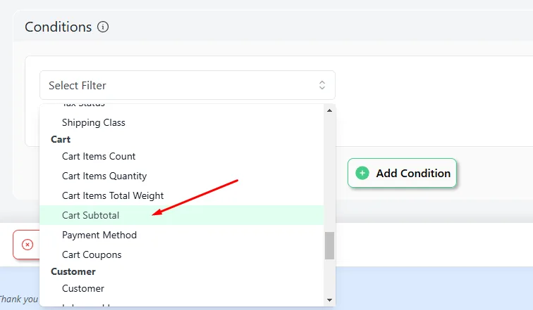 cart subtotal
