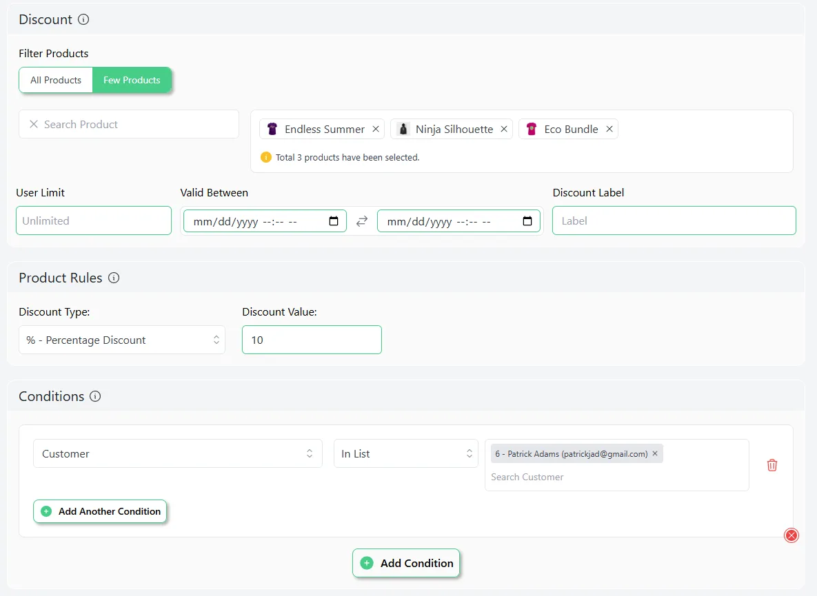 customer specific discounts WooCommerce