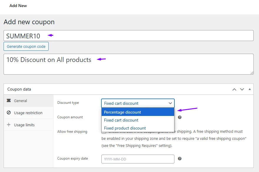 coupon code