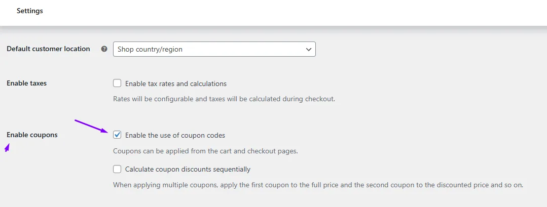 enable coupon