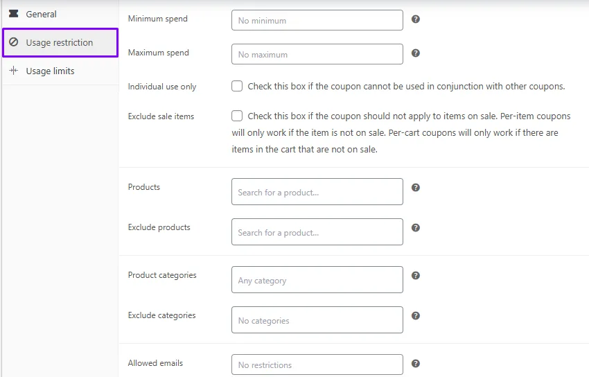usage restricitons
