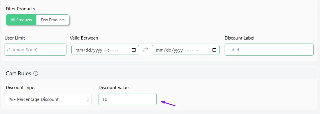 enter value