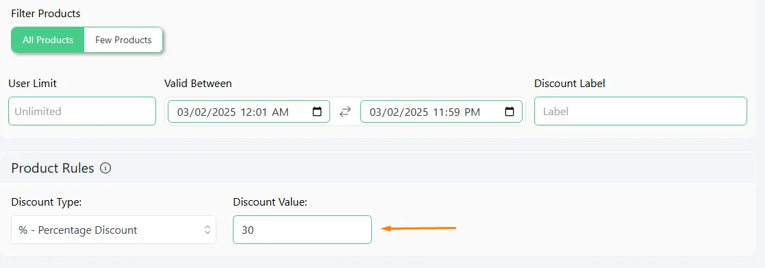 set value