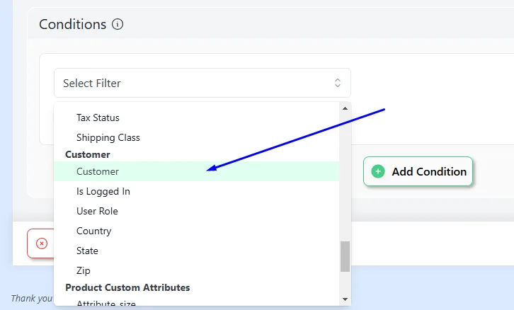 customer filter