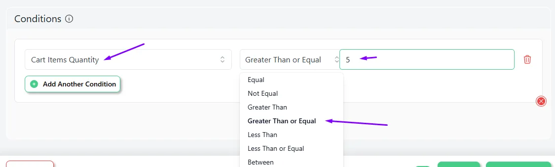 cart items quantity