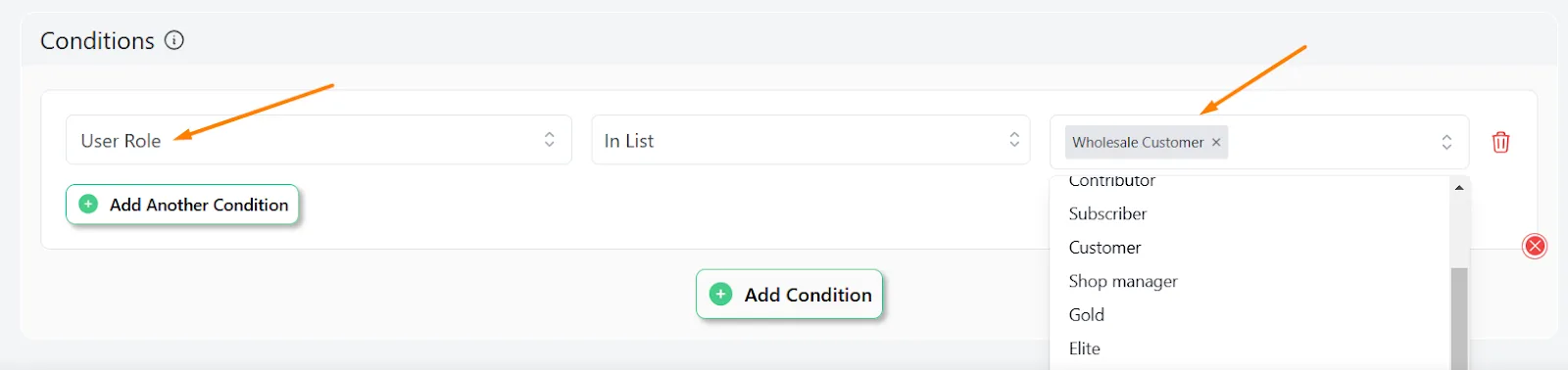 select user role