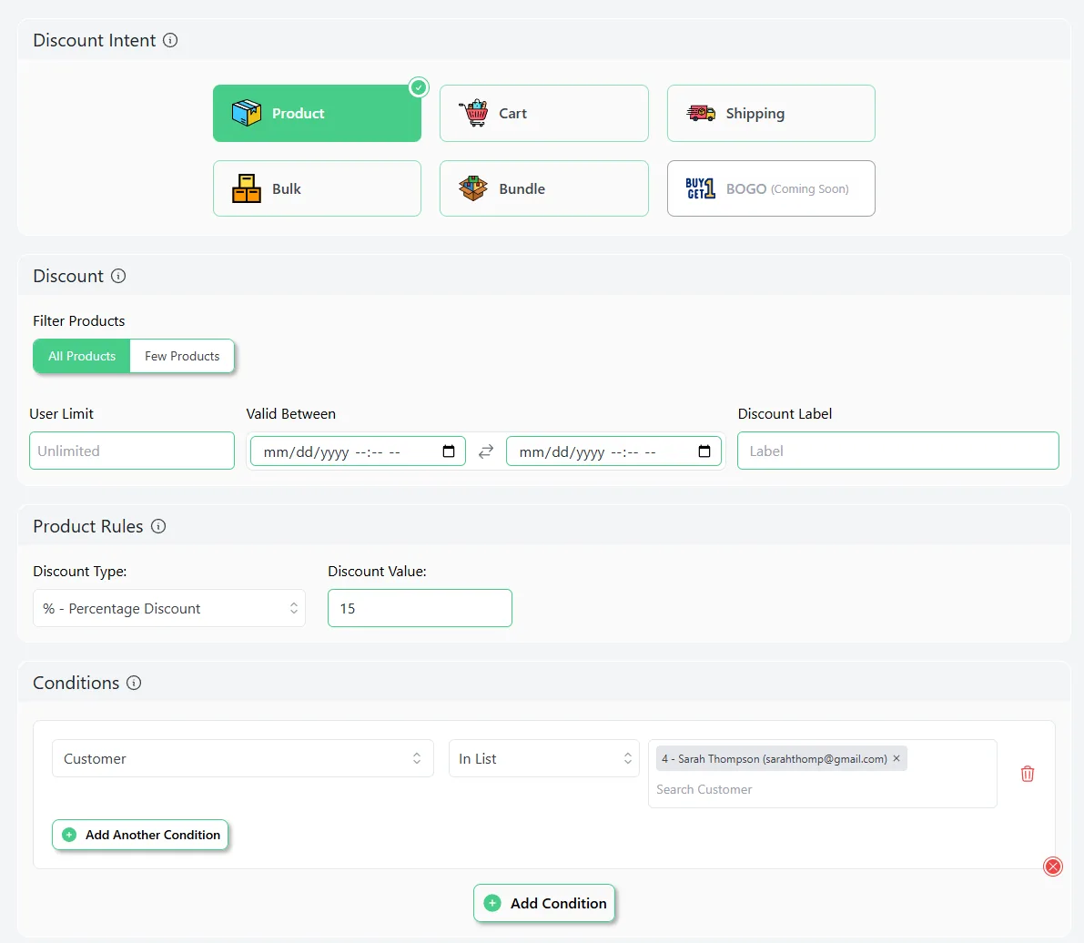 customer specific discounts WooCommerce