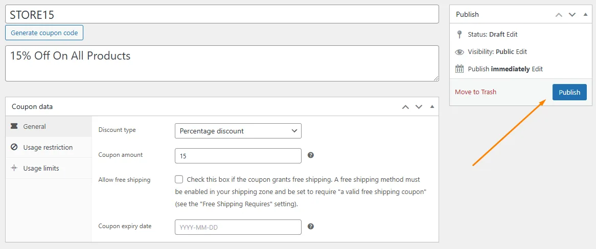 publish coupon
