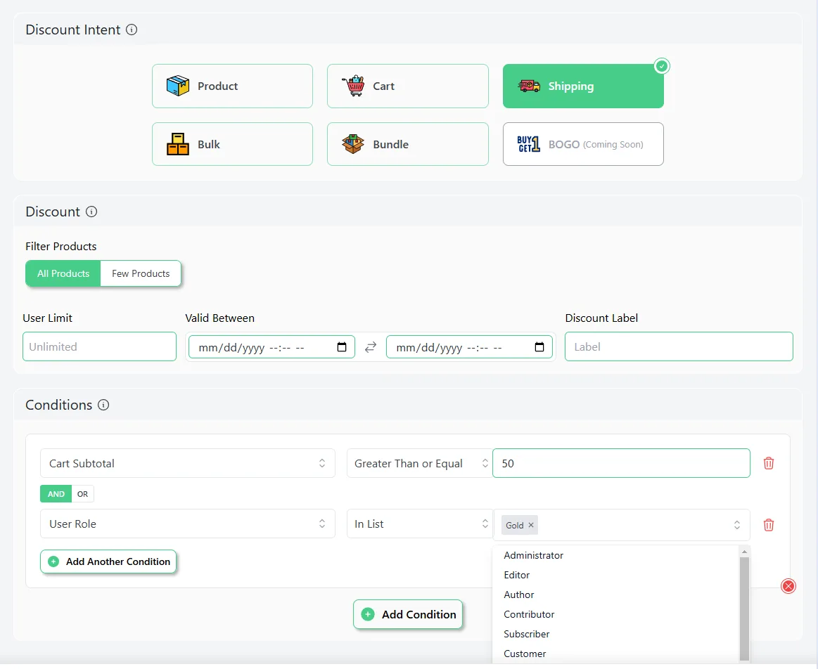 How to make shipping free after amount added in WooCommerce