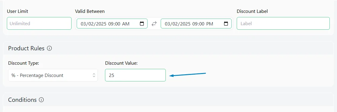 set value