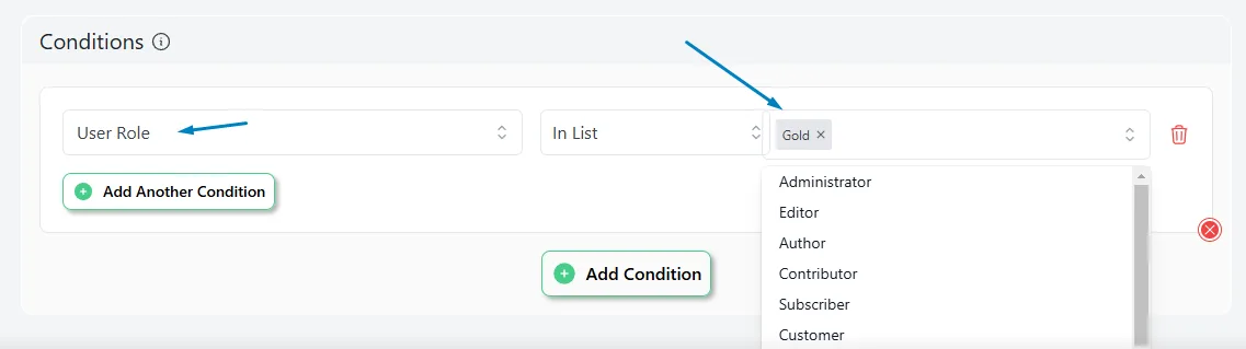 select user role