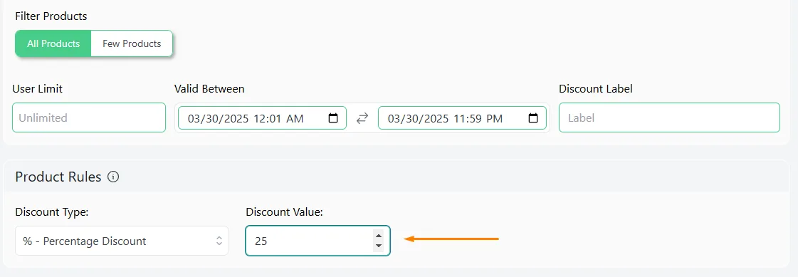 set value