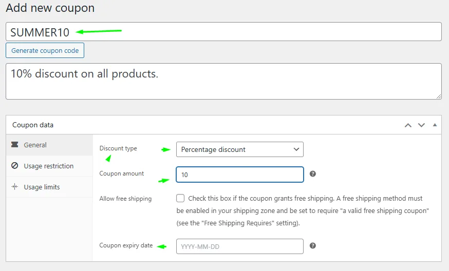 coupon code