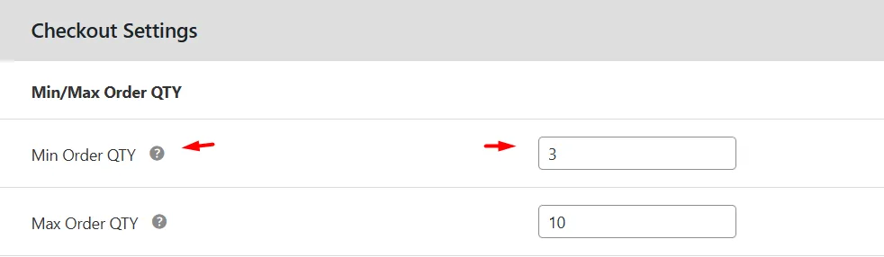 how to set up minimum order quantity in WooCommerce