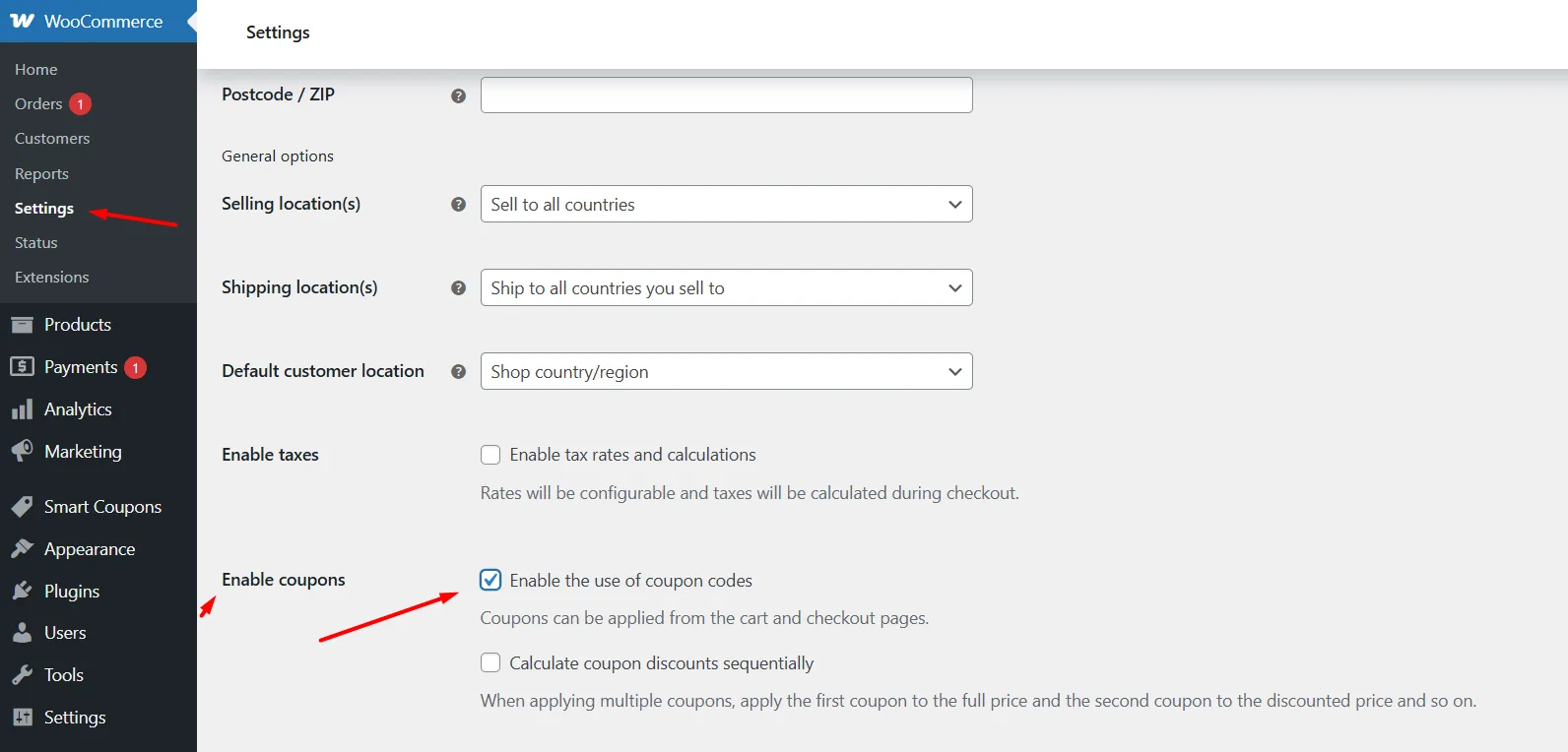enable coupon