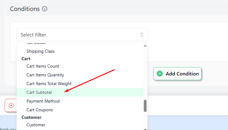 cart subtotal