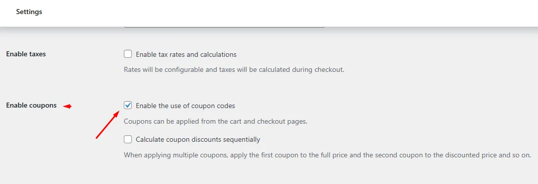 enable coupon
