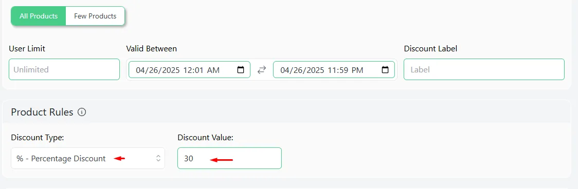 set value