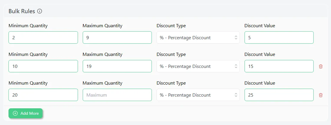 set bulk value