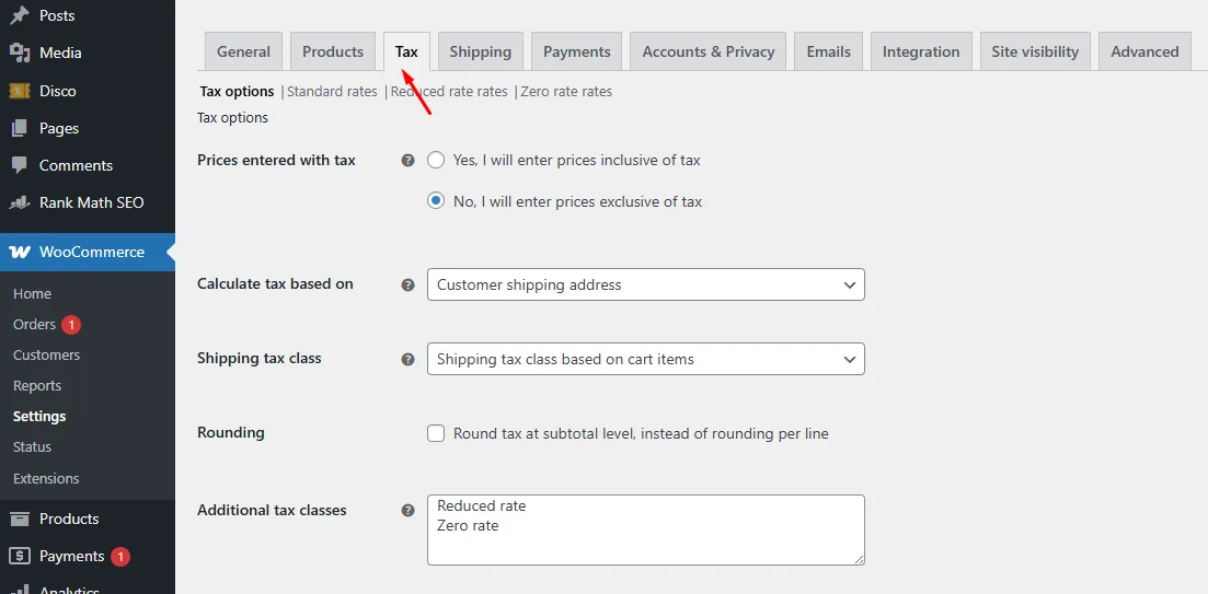 tax setup
