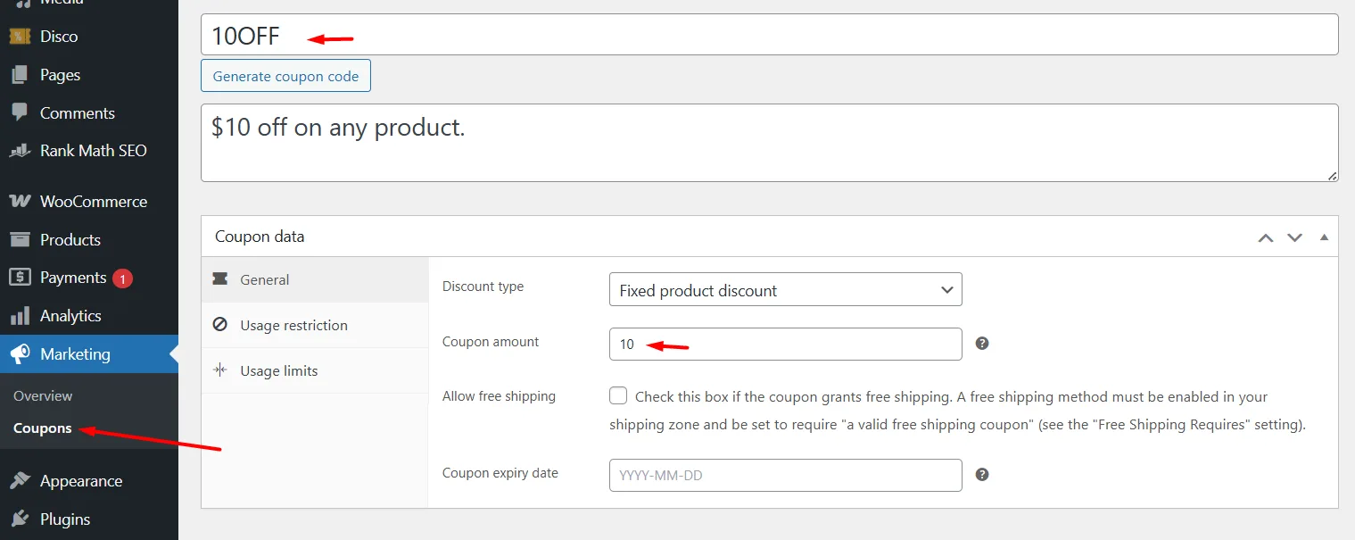 create coupon
