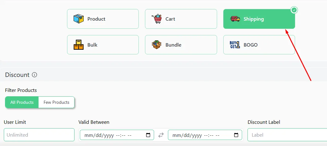 Shipping discount