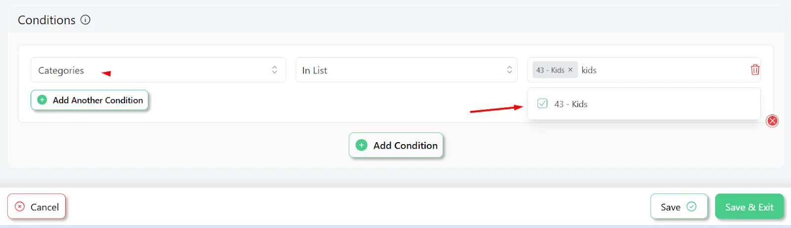 add condition filter