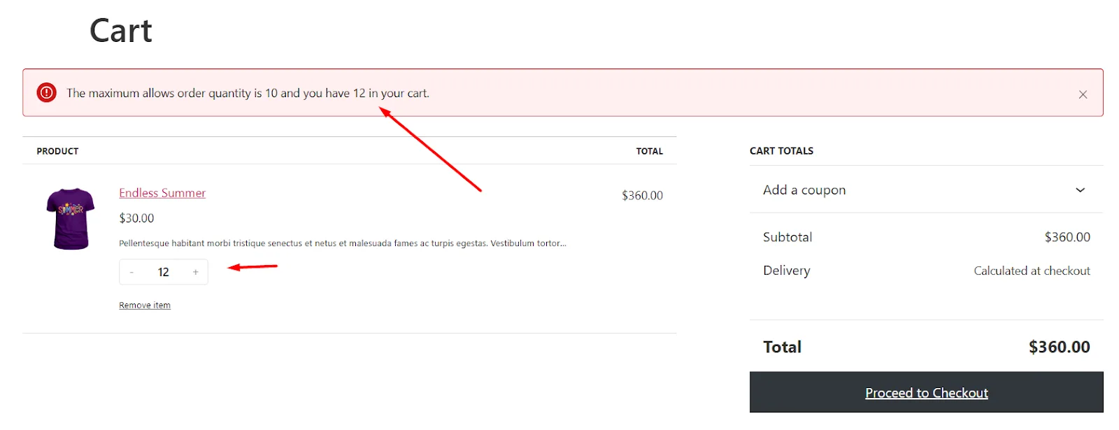 how to set up minimum order quantity in WooCommerce