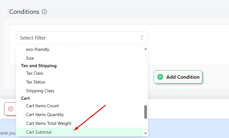 cart subtotal