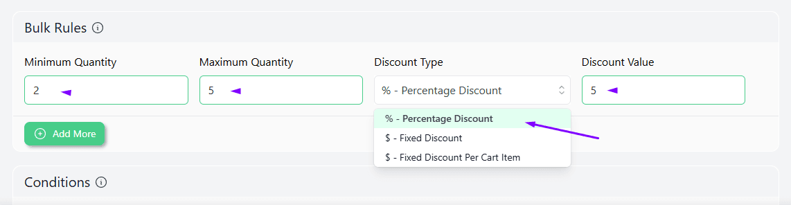 select discount type