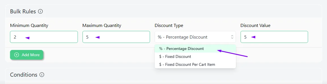 select discount type