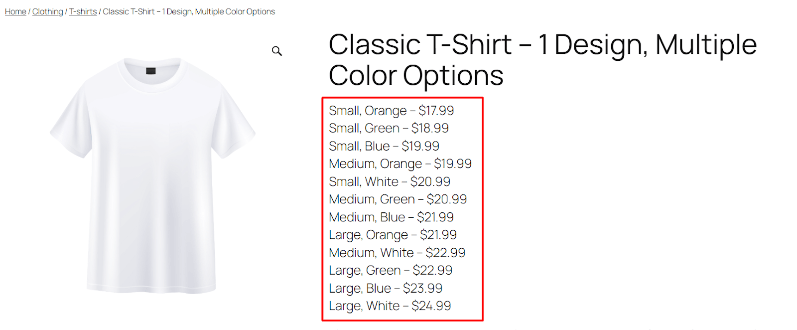 price range