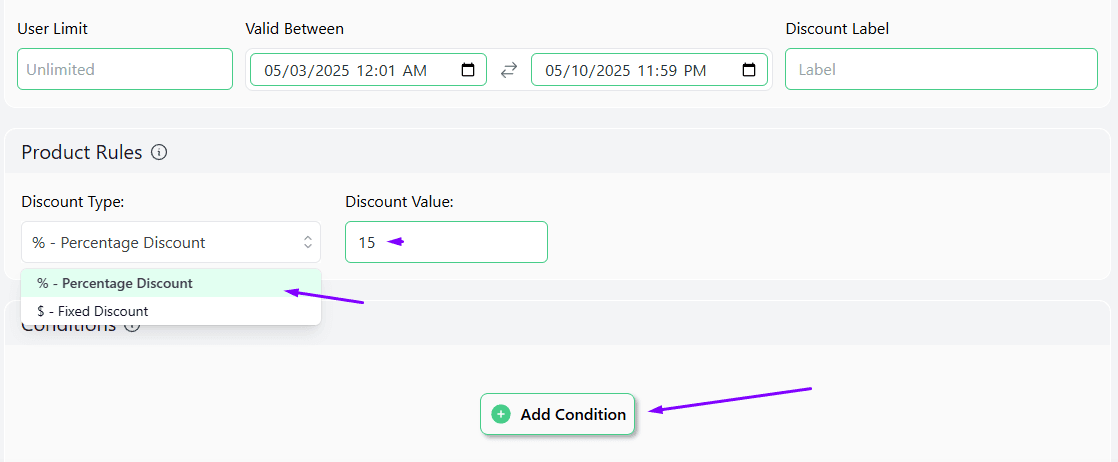add condition