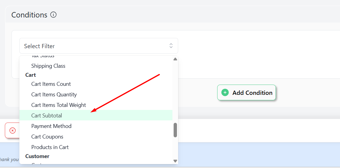 cart subtotal