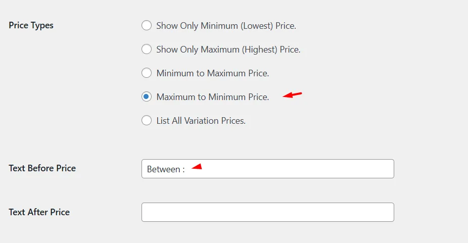 how to add price range in WooCommerce