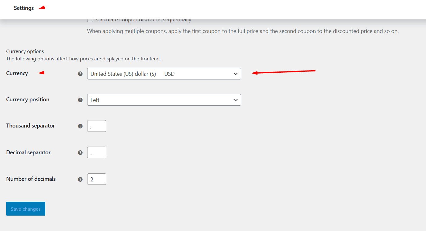default currency